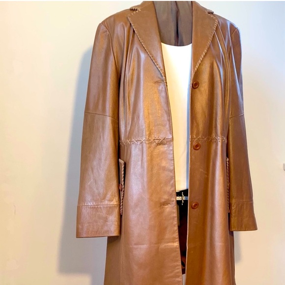 Gorgeous Nicola Berti Leather Jacket 🧥 Long Soft Stitching Size: L - Picture 1 of 16